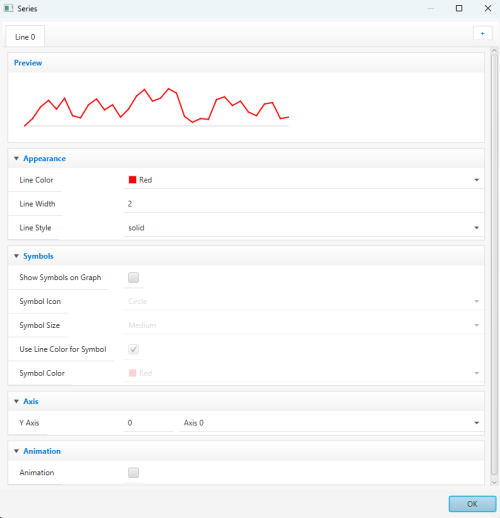 SparkChart Series editor