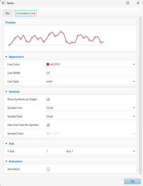 ParetoChart Cumulative Line editor